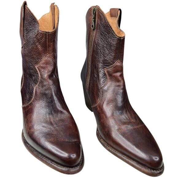 Oak Tree Farms Baila Brown Leather Victorian Western Ankle Boot Size US 11 - Picture 5 of 12